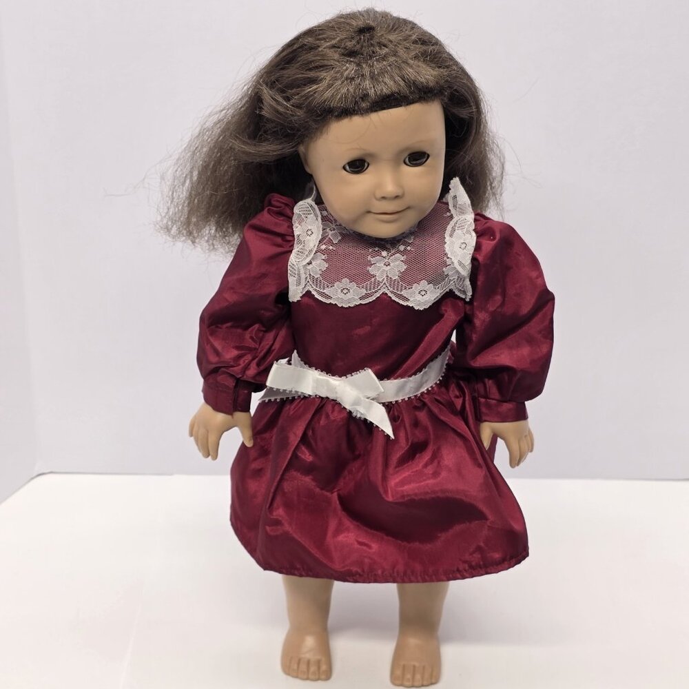 American Girl Samantha Doll Pleasant Co. Brown Hair 18" W/ Cranberry Dress